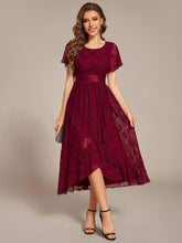 Round Neck Lace Empire Waist High-Low Formal Dress